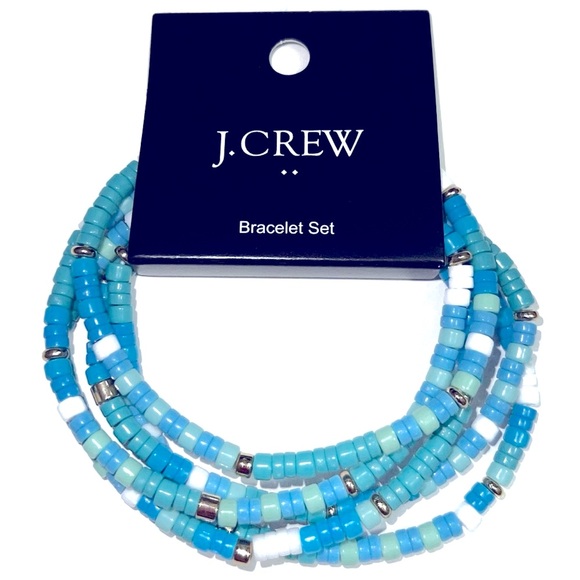 J. CREW Beaded Bracelets Set of 5 Turquoise Multi Color Beads Stackable Boho - Picture 7 of 7